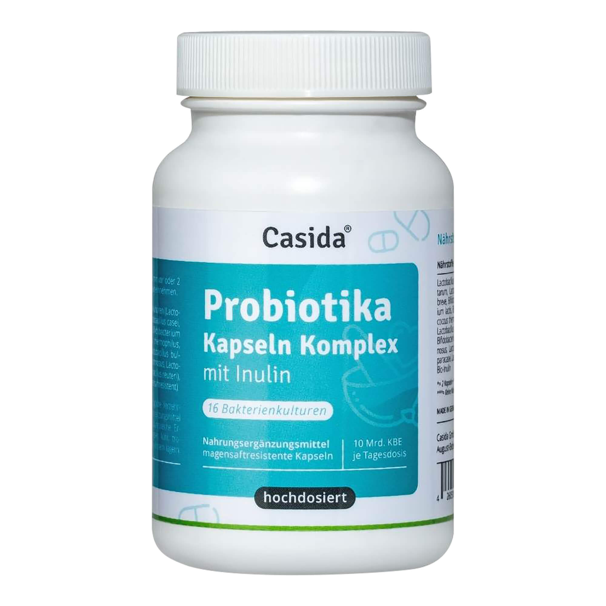 Probiotikum mit 16 ausgewählten Bakterienstämmen und Bio Inulin. Veganes Nahrungsergänzungsmittel.