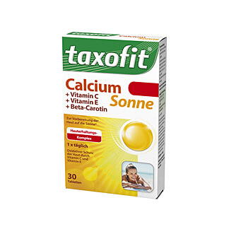 Nahrunsgergänzungsmittel mit Calcium, Vitamin C, Vitamin E und Beta-Carotin.