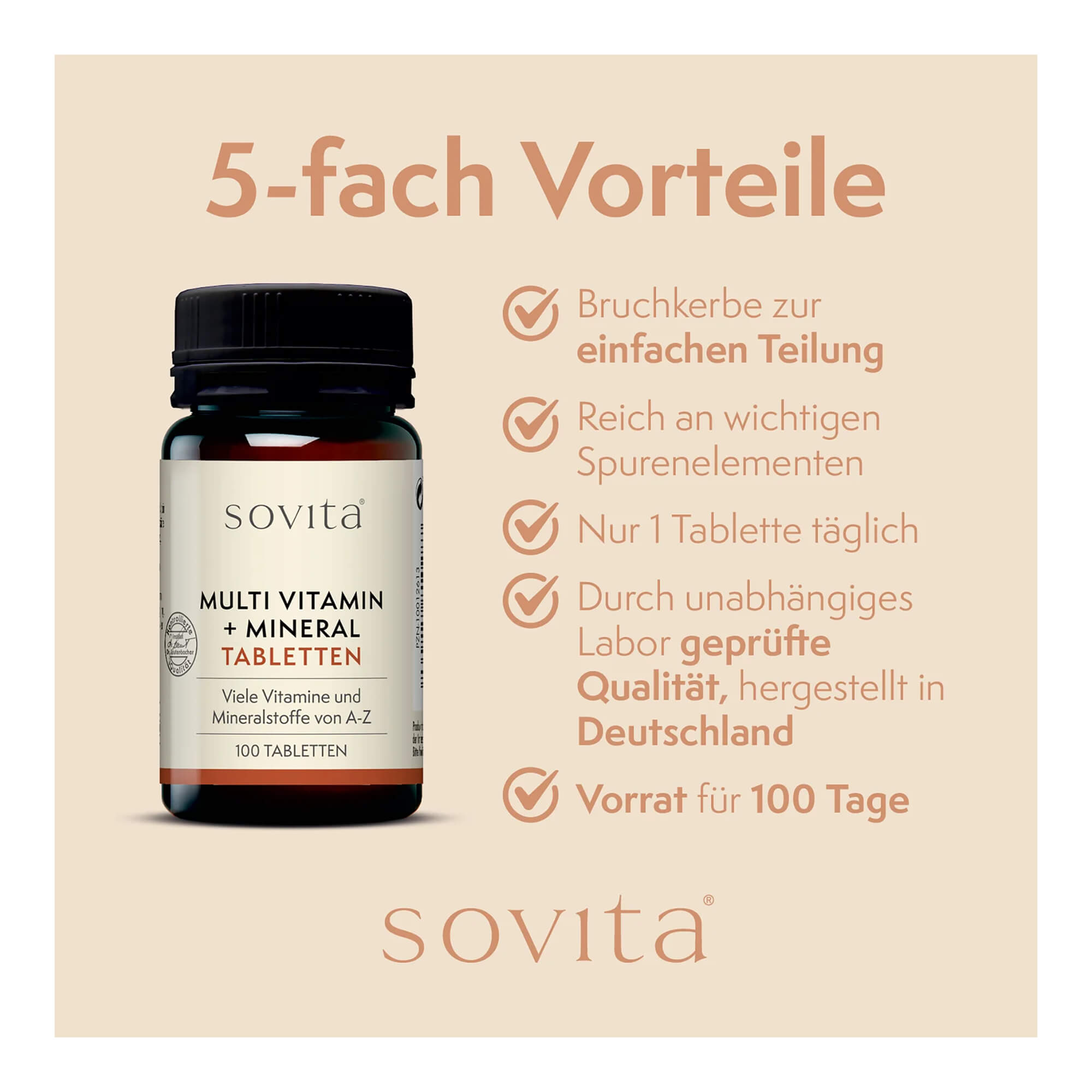 Grafik Sovita Multi Vitamin+Mineral Tabletten Vorteile